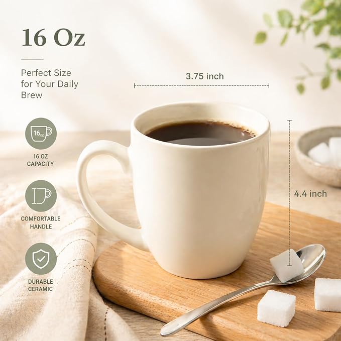 AmorArc 16oz Coffee Mugs Set of 6, Large Ceramic Coffee Mugs - Image 2