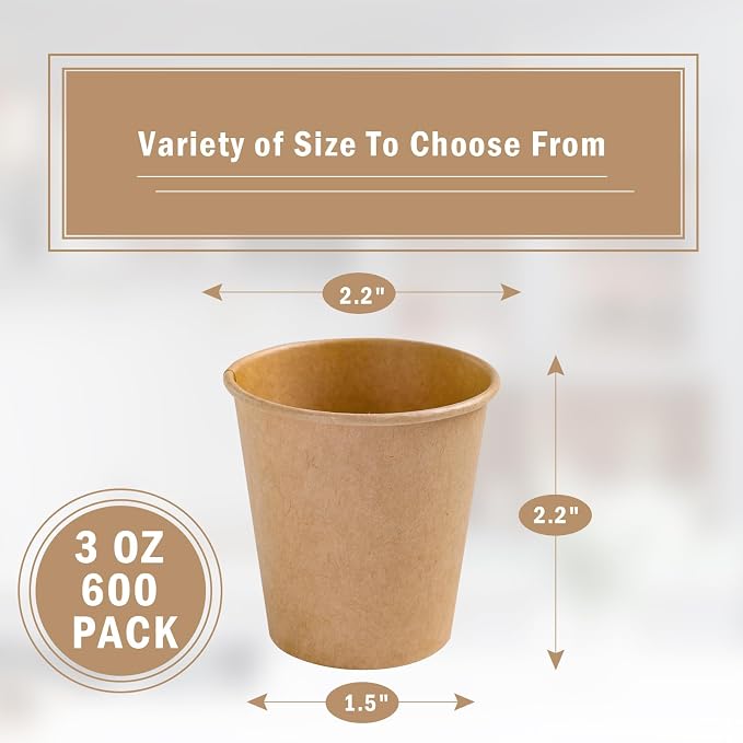 Lamosi 600 Pack 3 OZ Kraft Paper Cups, Disposable Bathroom Cups, Small - Image 2