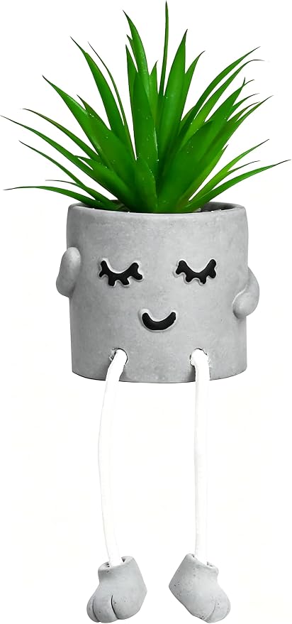 Zerzsy Small Artificial Plants in Cement Pots by Zerzsy