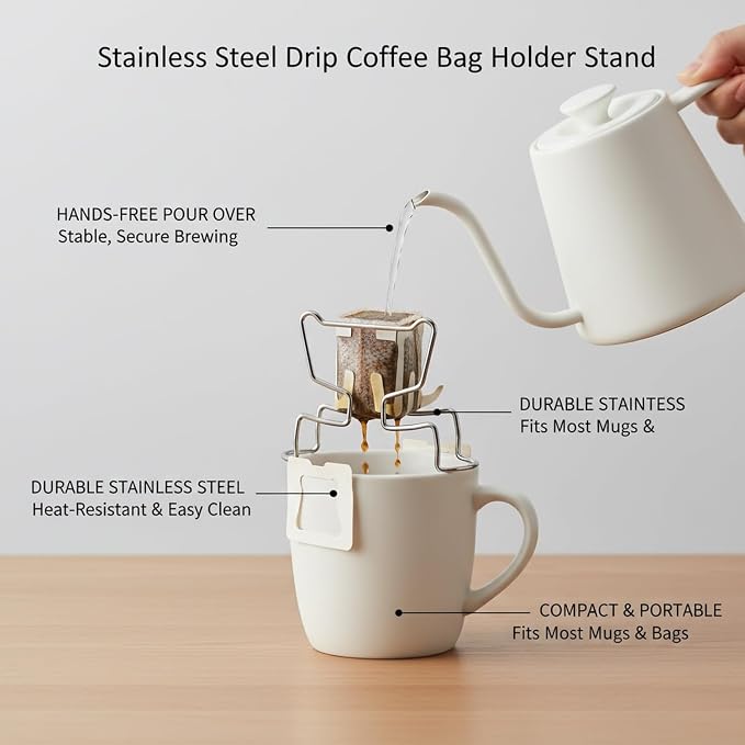 Stainless Steel Drip Coffee Bag Holder, Hands-Free Stand - Image 5