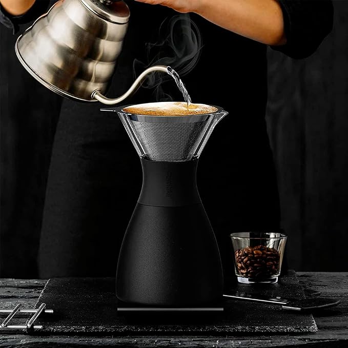 asobu Black Insulated Pour Over Coffee Maker Double-Wall Vacuum, - Image 7