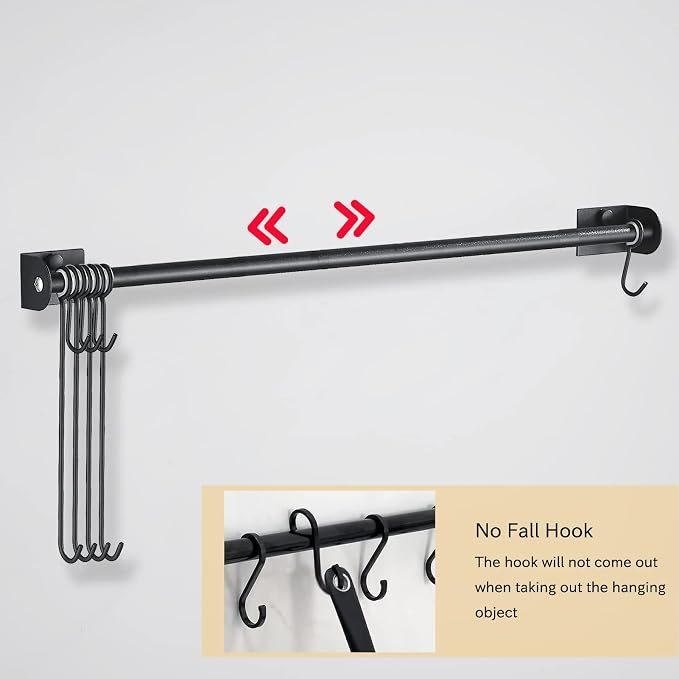 Coffee Mug Rack Wall Mounted Modern Hanging Tea Cup Holder Metal 15.7 Inch Rail - Image 5