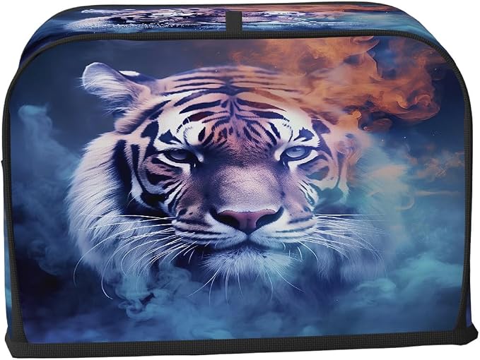 Watercolor Tiger Smoke Toaster Cover 4 Slice Wide Slot Washable Appliance - Image 2