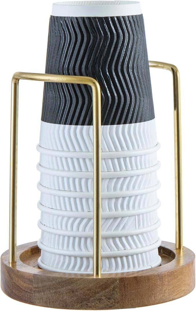 MyGift Premium Acacia Solid Wood and Brass Tone Metal Wire Countertop Plastic by MyGiftHome