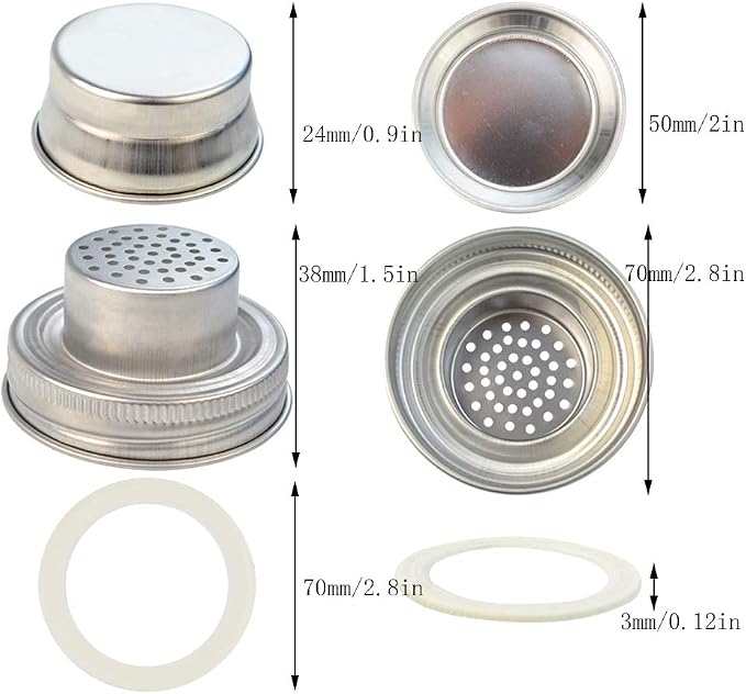 obmwang 4 Pack of Stainless Steel Mason Jar Shaker Lids Caps - Image 4