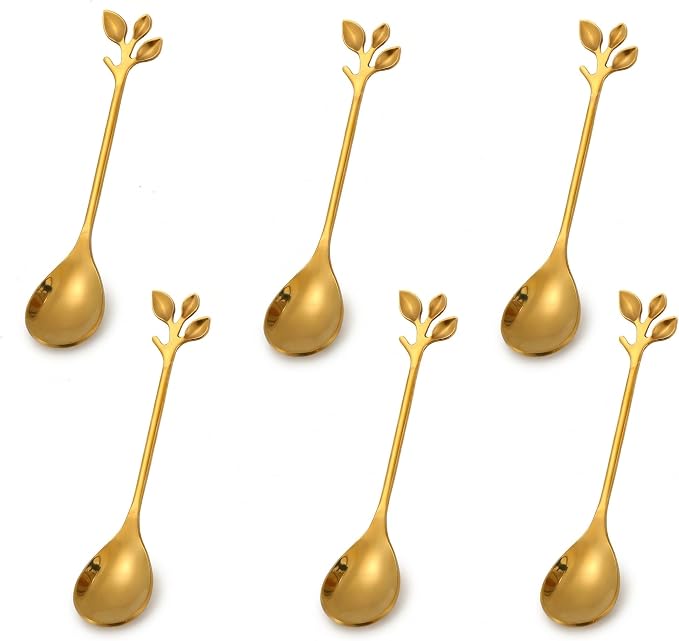 Gold Coffee Spoons Set of 6 – 4.72 Inch Stainless Steel Mini Espresso Spoons by CiiVii
