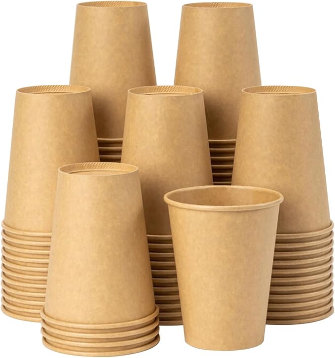 RACETOP 300 Pack 12 oz Coffee Cups, Disposable Coffee Cups, Kraft Paper Cups by RACETOP
