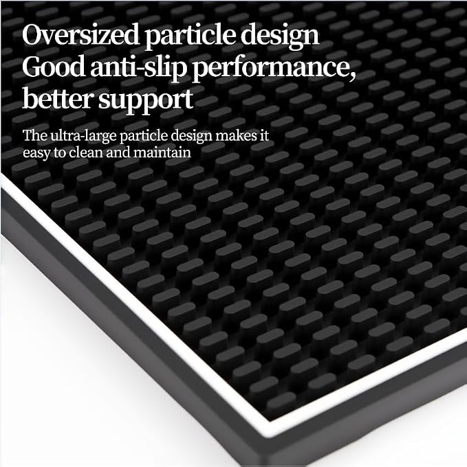 Bar Mats 18"x12" 2 Pack Black, Countertop Coffee Mat - Image 2