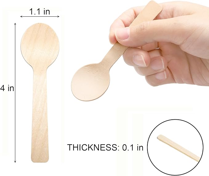 Bekith Mini Wooden Spoons 400 Pack, Organic Sugar Scrubs, Tasting and Sampling - Image 3