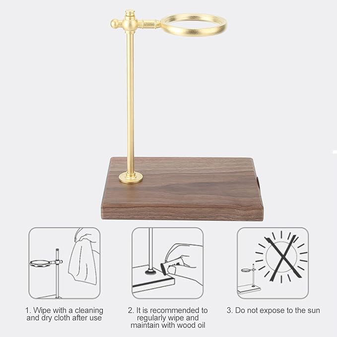Pour Over Coffee Dripper Stand, Wooden Brass Coffee Filter Holder Drip Filter - Image 5