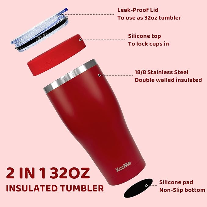 Universal Iced Coffee Sleeve, 32oz Double Wall Stainless Steel Insulator Fits - Image 3