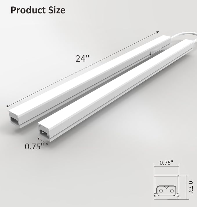 Leetdud Under Cabinet Lighting Plug in, 24 Inch 2 Pcs, Linkable AC120V 3CCT - Image 8