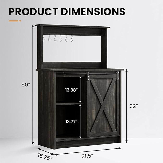 4ever2buy Farmhouse Coffee Bar Cabinet - Image 2