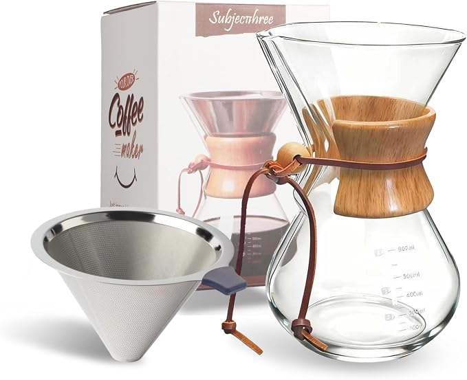 subjectthree Glass Coffee Dripper 6 Cup Pour Over Coffee Maker Set by subjec%CF%80hree