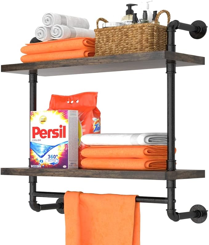 Helsin 24inch Industrial Pipe Shelving Bathroom Shelves Wall Mounted by Helsin