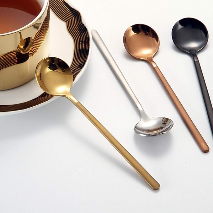 8 Pcs Coffee Spoons Teaspoons 5.3-Inch Matte Frosted Handle Stainless Steel - Image 5