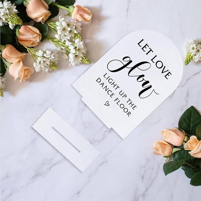 Let Love Glow Sign Wedding, Wedding Table Signs - Image 5