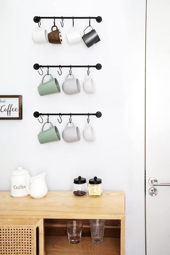 Mkono Mug Holder Wall Mounted Coffee Cup Rack Hanger Modern Metal Wall Rack - Image 2