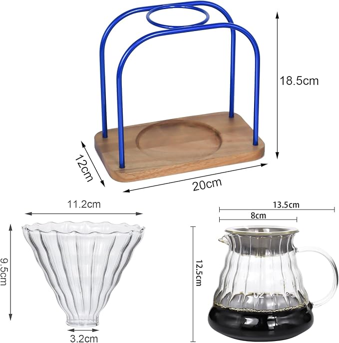 SOTECH Pour on coffee drips, filter Wooden stand Glass sharing pot - Image 6
