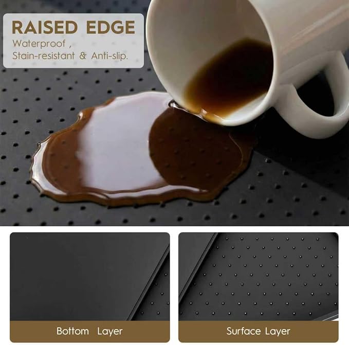 Coffee Mat with Raised Edges, 10”x14” Silicone Bar Mats - Image 4