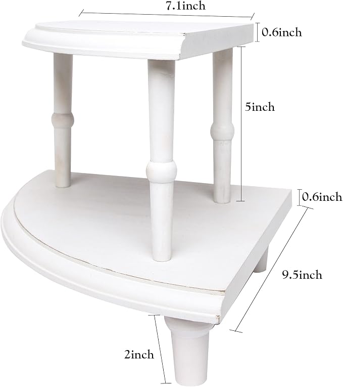 Defined Deco Kitchen Countertop Organizer-2 Tier Stackable Corner Shelf-White - Image 3