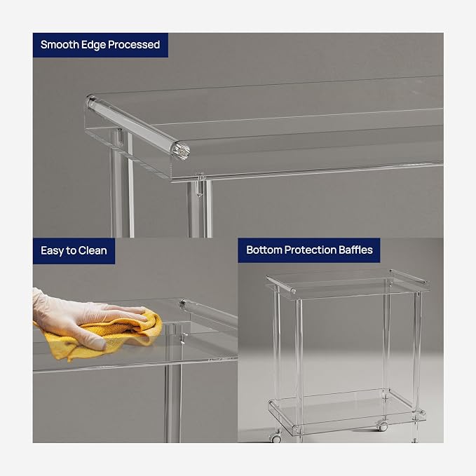 HMYHUM Acrylic Bar Cart, Rolling Serving Cart - Image 4