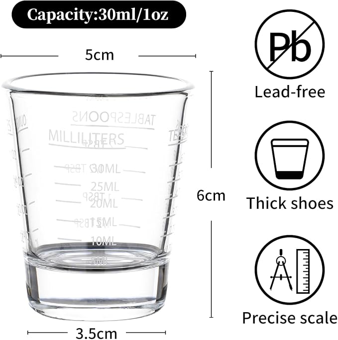 Shot Glasses Measuring cup Espresso Shot Glass Liquid Heavy Wine 2 Pack - Image 4