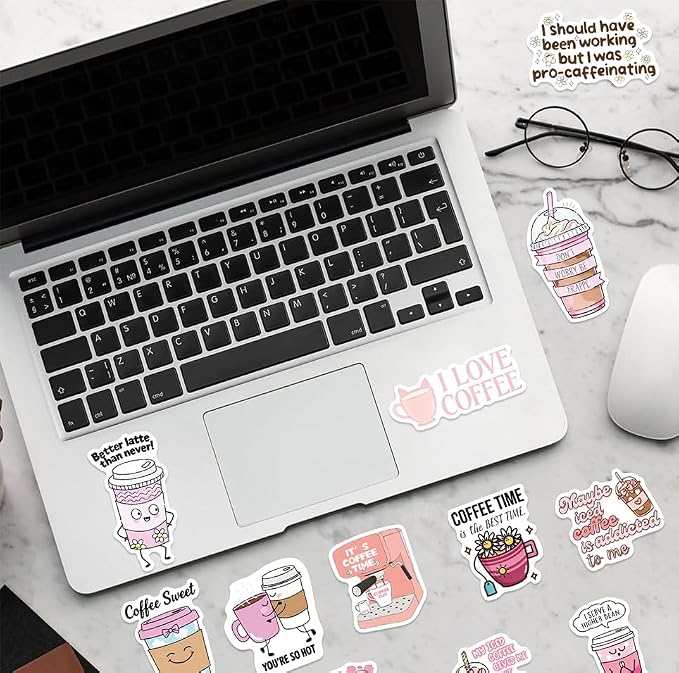 Funny Coffee Stickers Pack, Vinyl Waterproof Cute Decals - Image 5