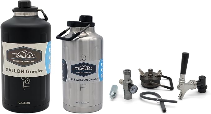 TrailKeg - Carbonated Growler Pro Package, Gallon & Half Gallon - 18/8 by TRAILKEG