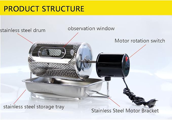 Coffee Bean Roaster Machine, Stainless Steel Drum Type Baking Machine, - Image 2