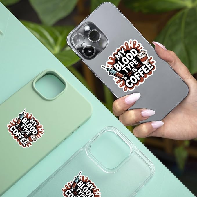 3pcs-3in My Blood Type is Coffee Sticker, Funny Caffeine Lover Sticker - Image 6