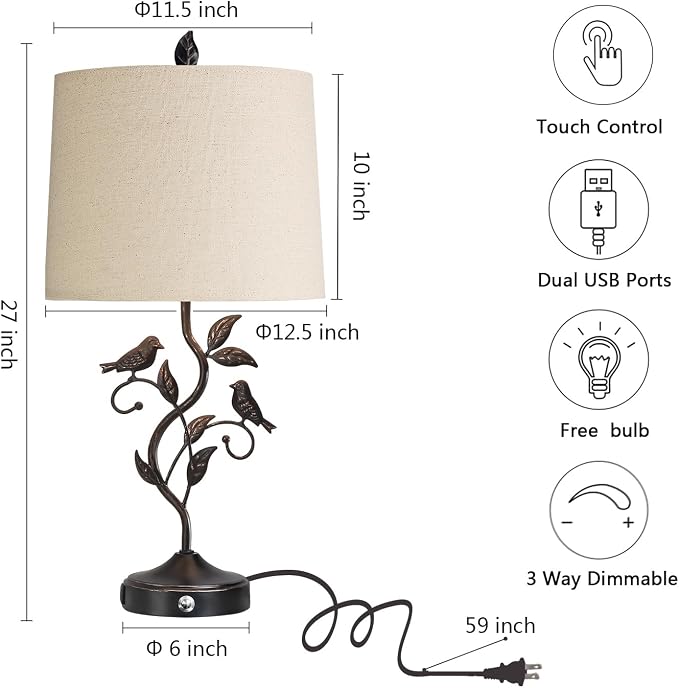 27" Touch Farmhouse Table Lamps - Image 6