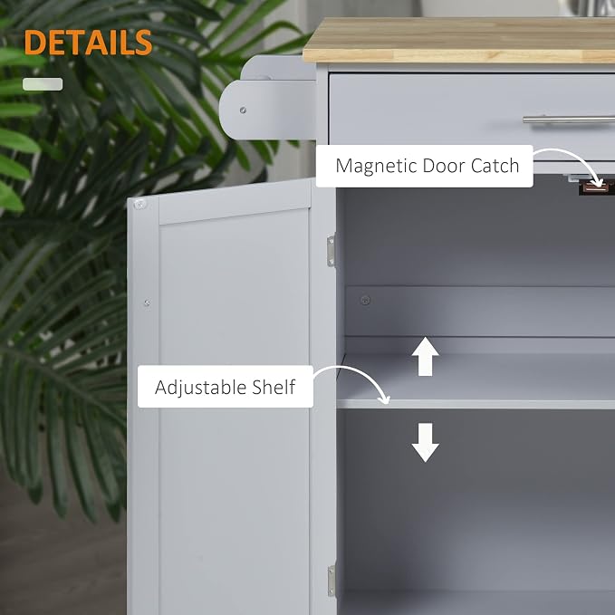 HOMCOM Kitchen Island Cart, Rolling Island Table - Image 6
