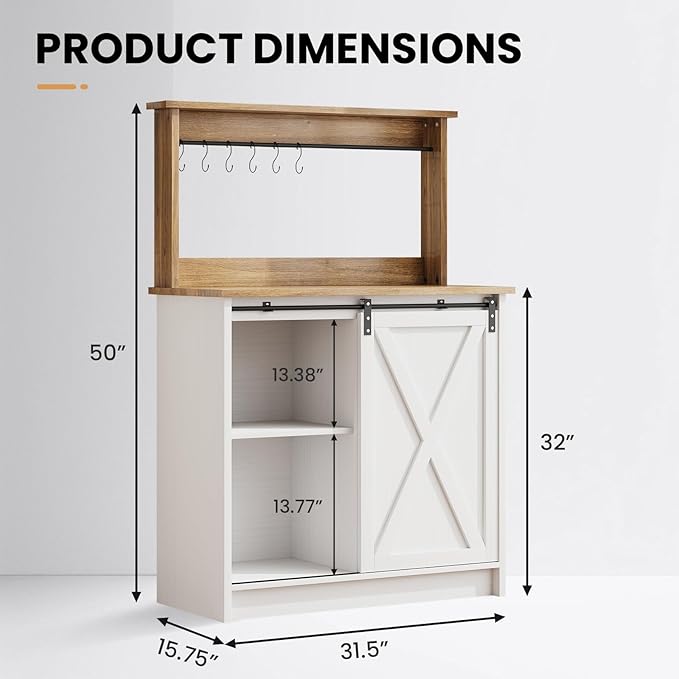 4ever2buy Farmhouse Coffee Bar Cabinet - Image 2