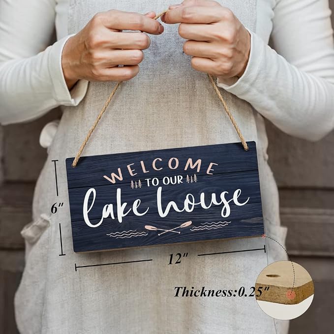 Heuhuww Lake House Decor Sign 6"x12"-Welcome to Our Lake House, Lake Life - Image 3