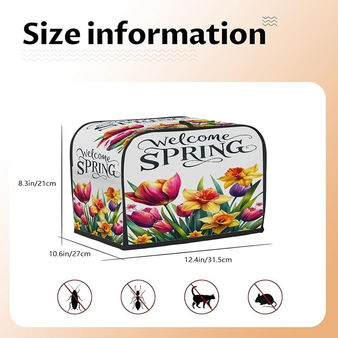 Spring Yellow Flowers Toaster Cover 4 Slice Wide Slot Washable Appliance Covers - Image 5