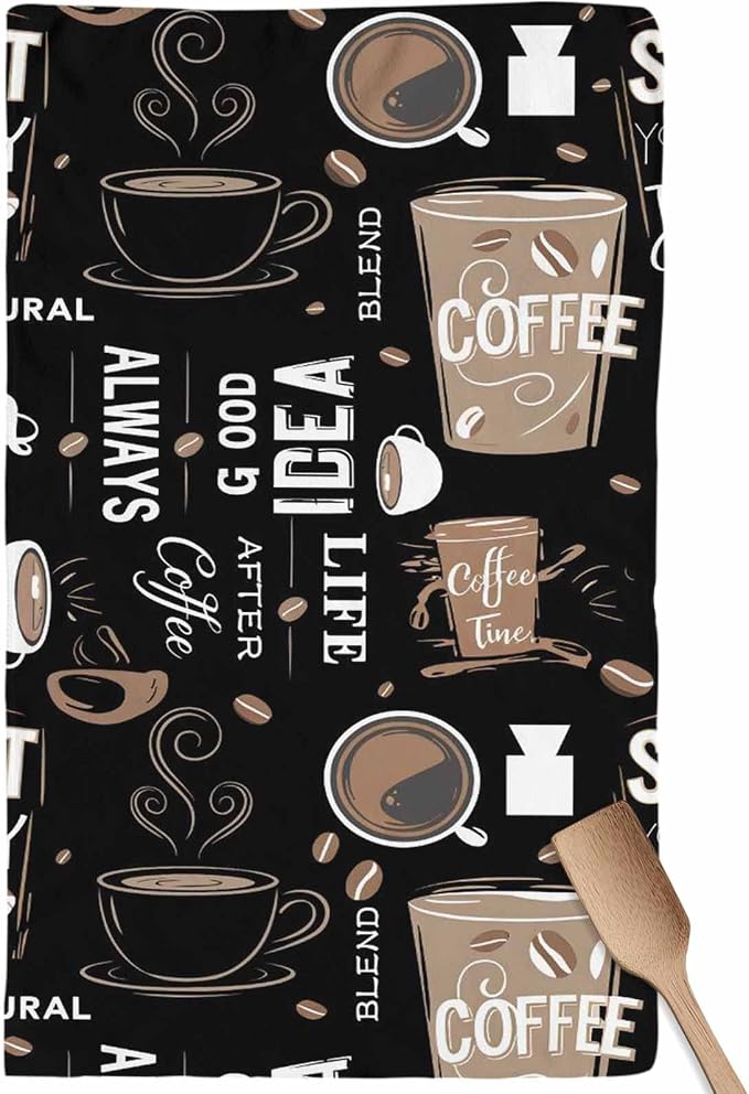 Kitchen Towel Set, Coffee Theme Fast Drying Microfiber Kitchen Towels Dish by Hokiten