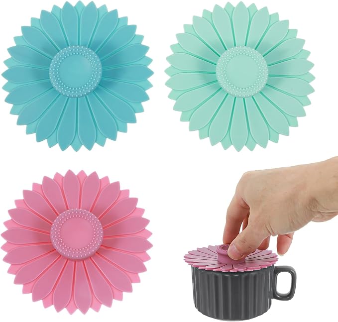 3 Pcs Silicone Cup Covers, Coffee Cup Lids by Unknown
