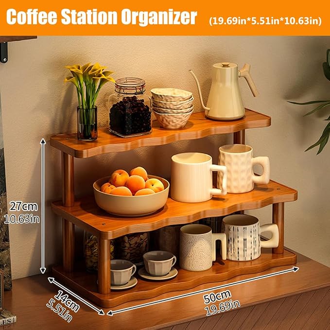 Wooden Mug Holder Countertop, Coffee Station Organizer, Counter Shelf - Image 2