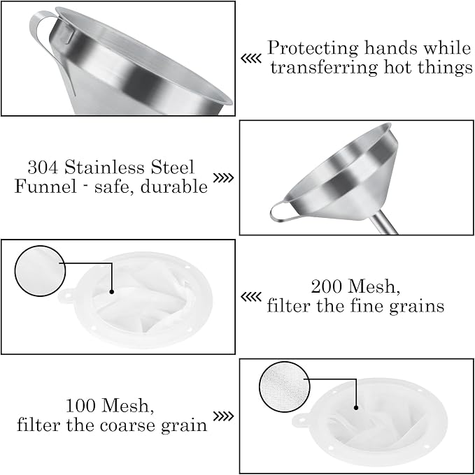 WMKGG 304 Stainless Steel Funnel, 5 Inch Funnels - Image 2