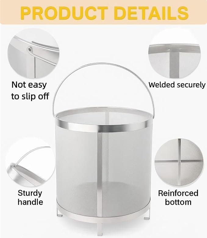 Gekufa Hop Filter 300 Micron 304 Stainless Steel – 11.8" x 12.2" Dry Hop - Image 3