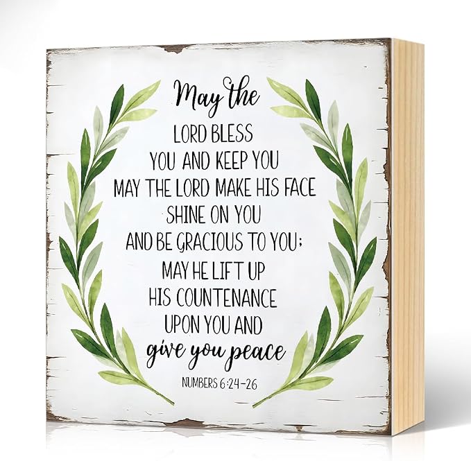 May The Lord Bless You Wood Block Plaque Box Sign by Unknown