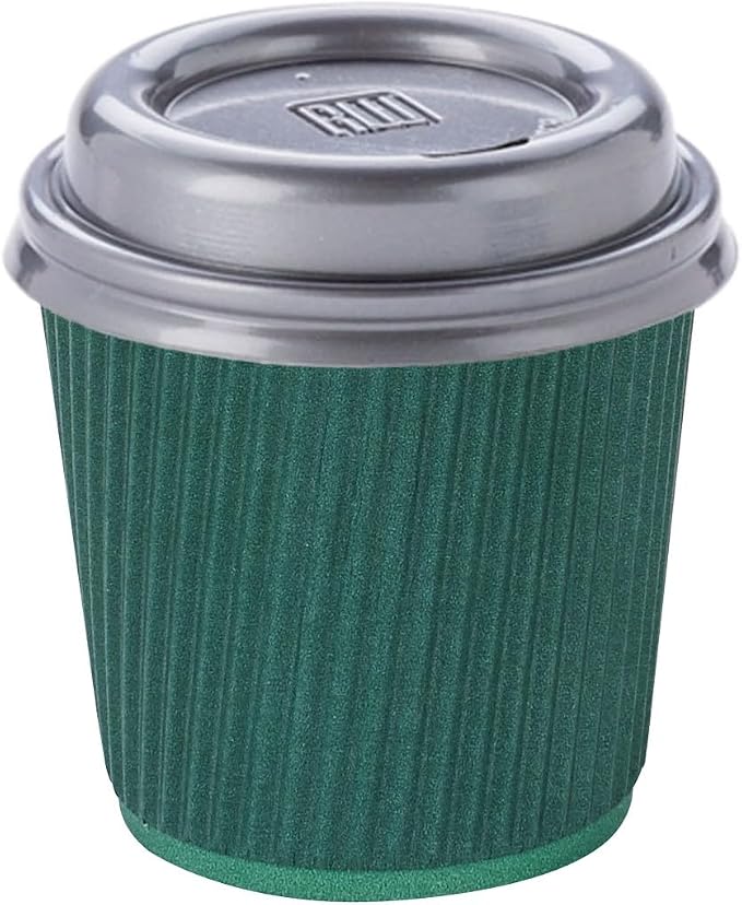 Restaurantware Ripple Wall Coffee Cups 25 Count 4 Ounce Insulated Forest Green - Image 6
