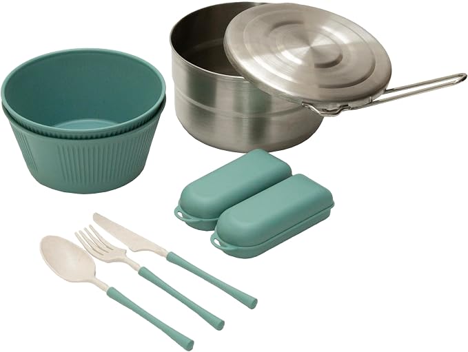 Stansport Stainless Steel Camping Cookware Set – Durable Nesting Mess Kit by Stansport