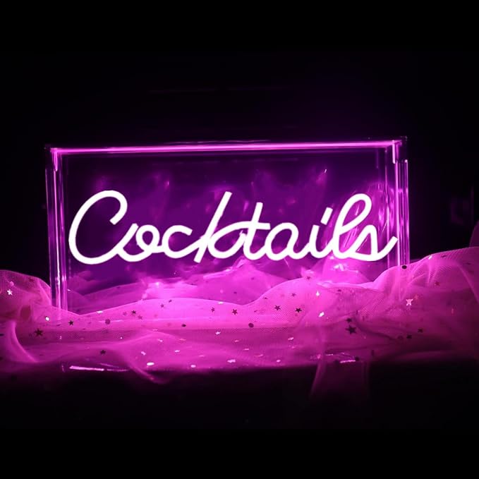 3D Standable Cocktails Neon Sign Powered by USB, LED Cocktail Neon Light by HFHungkeong