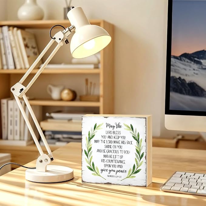 May The Lord Bless You Wood Block Plaque Box Sign - Image 5