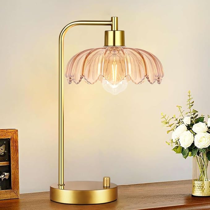 ILLMTW Glass Table Lamp Set of 2, Small Gold Bedside Lamps Dimmable Boho - Image 4