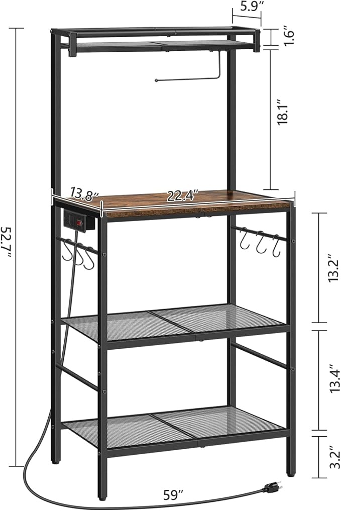 MAHANCRIS Bakers Rack with Storage, Microwave Stand with Paper Holder, Bakers - Image 2