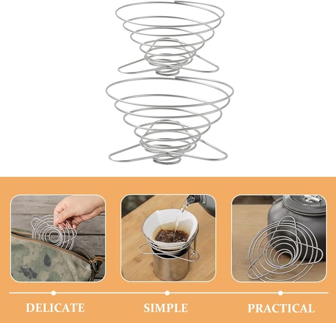 INOOMP 2pcs Foldable Stainless Steel Coffee Filter Drip Stand - Image 7