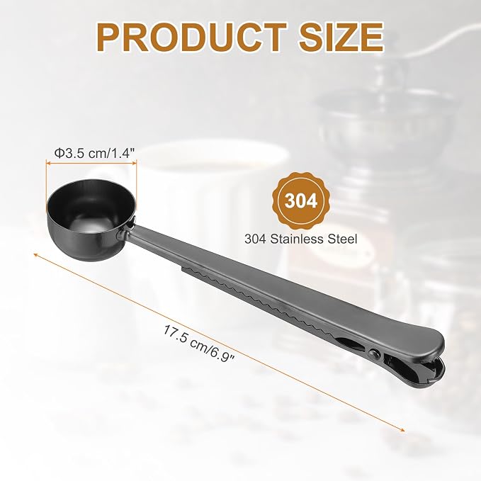 uxcell 1 PCS Coffee Scoop with Clip, Stainless Steel Coffee Scoop and Spoon Bag - Image 2
